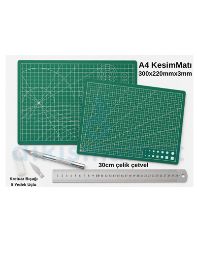 Kesim Matı 300x220mmx3mm A4|Kesme Matı Patchwork|Kesme Tablası|Kesim Altlığı Çift Taraflı