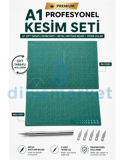 Kesim Matı 900x600mmx3mm A1|Kesme Matı Patchwork|Kesme Tablası|Kesim Altlığı Çift Taraflı