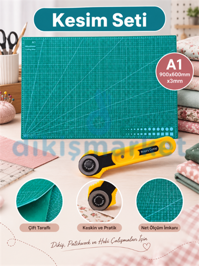 Kesim Matı 900x600mmx3mm A1|Kesme Matı Patchwork|Kesme Tablası|Kesim Altlığı Çift Taraflı