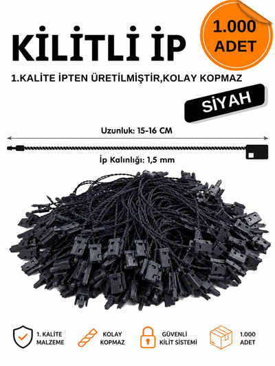 Kilitli İp Siyah 1.000'lü