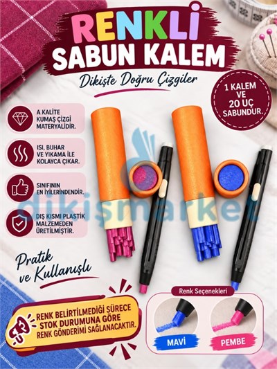 Sabun Kumaş İşaretleme Kalemi Renkli
