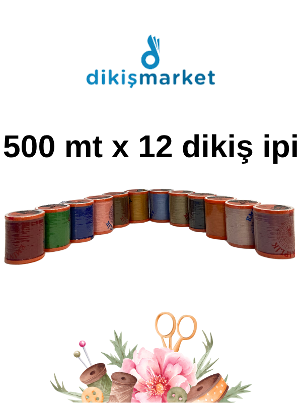 500 Metre 120 No Dikiş İpi|Makina İpi|12 Adet