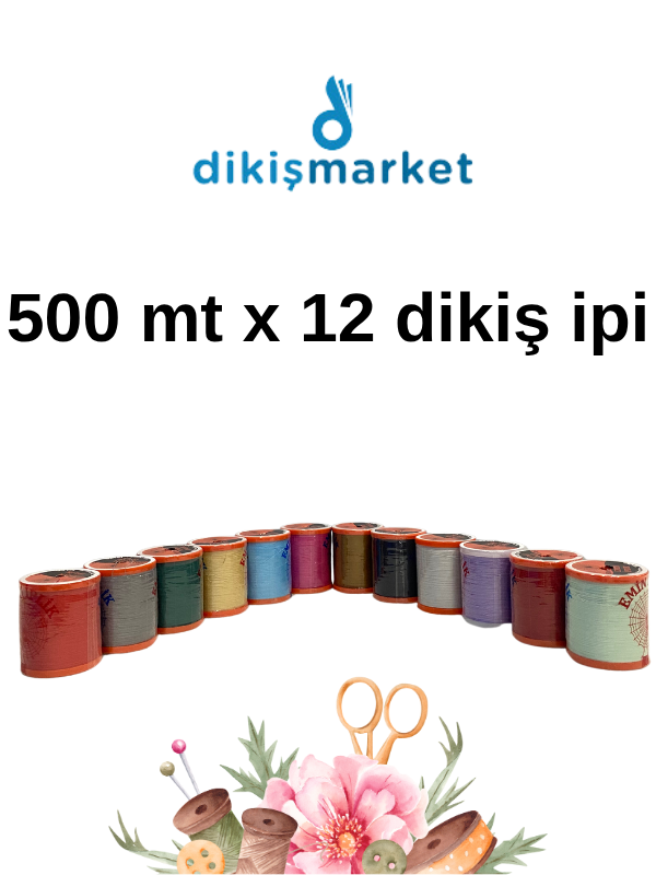 500 Metre 120 No Dikiş İpi|Makina İpi|12 Adet
