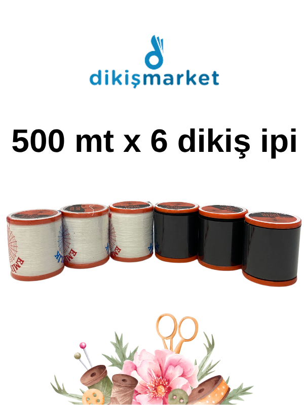 500 Metre 120 No Dikiş İpi|Makina İpi|6 Adet