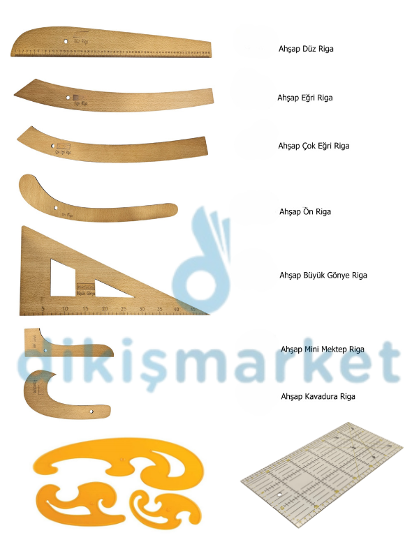 AHŞAP RİGA / PİSTOLE  CETVEL / PATCWORK KIRKYAMA CETVELİ