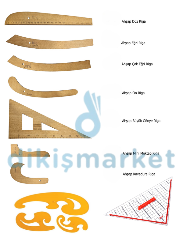 AHŞAP RİGA SETİ PİSTOLE CETVELİ GEODERİK CETVEL