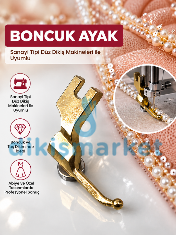 Düz Makina Gold Boncuk Ayak