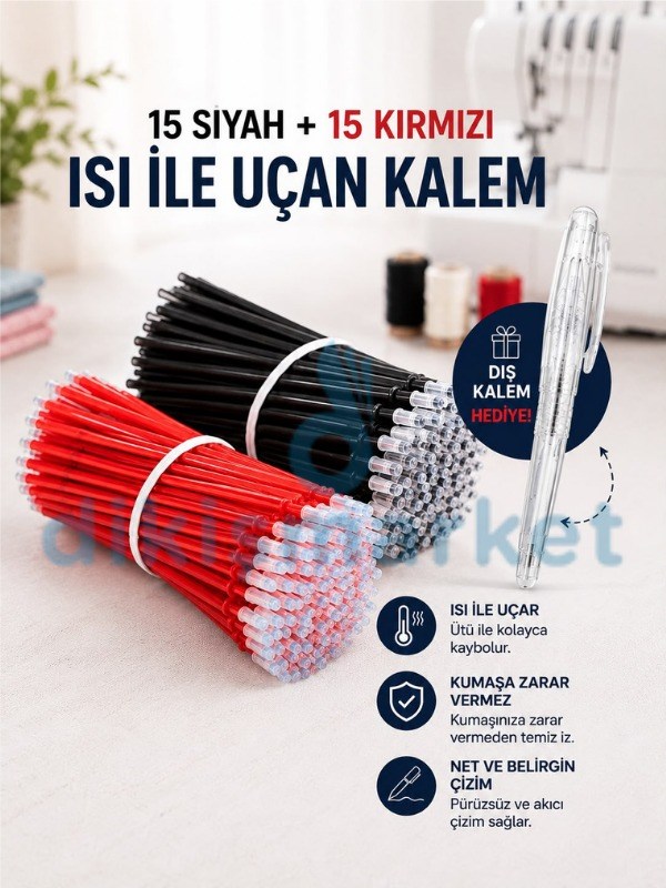 Isı İle Uçan Kalem | 15 Siyah - 15 Kırmızı