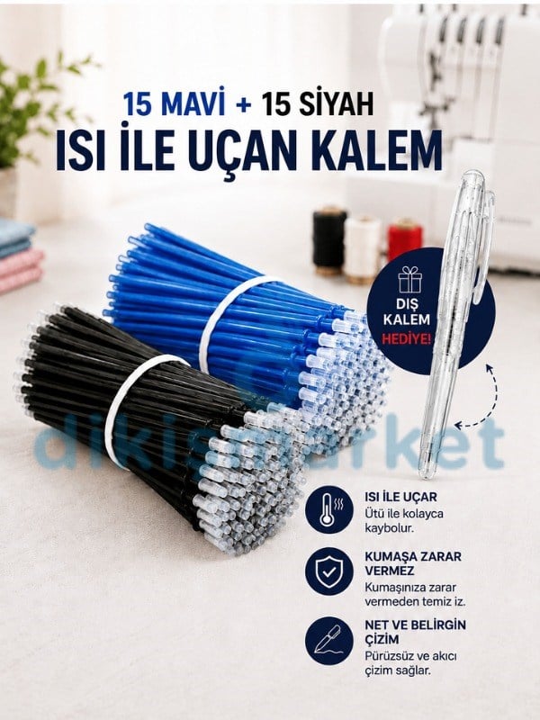 Isı İle Uçan Kalem|15 Mavi-15 Siyah