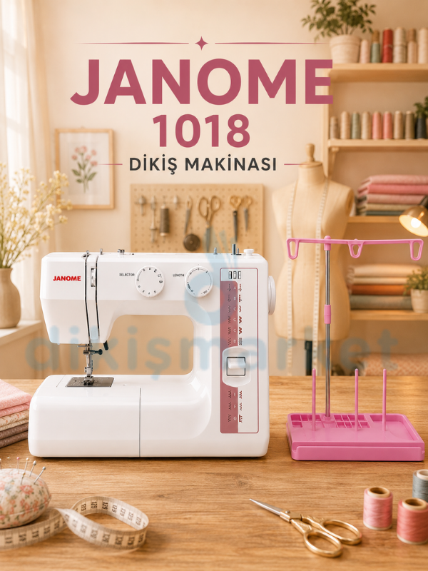 Janome TR1018 Dikiş Makinesi | 13 Değişik Dekoratif Dikiş | 5 mm Genişliğinde Zigzak | 4mm Dikiş Adım Ayarı | Komple Metal