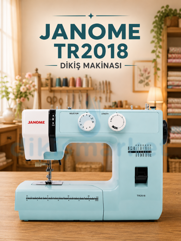 Janome Tr2018 Dikiş Makinesi | Ev Tipi Dikiş Makinesi | Aile Tipi Dikiş Makinesi | 13 Değişik Dekoratif Dikiş | 5 mm Genişliğinde Zigzak | 4mm Dikiş Adım Ayarı | Komple Metal