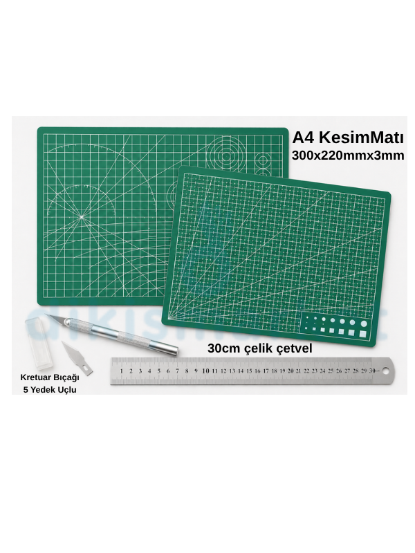 Kesim Matı 300x220mmx3mm A4|Kesme Matı Patchwork|Kesme Tablası|Kesim Altlığı Çift Taraflı