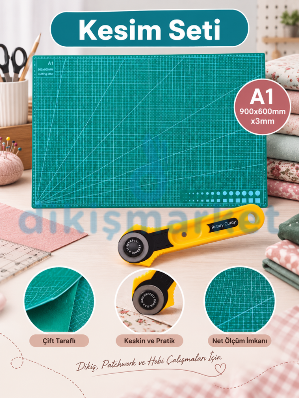 Kesim Matı 900x600mmx3mm A1|Kesme Matı Patchwork|Kesme Tablası|Kesim Altlığı Çift Taraflı