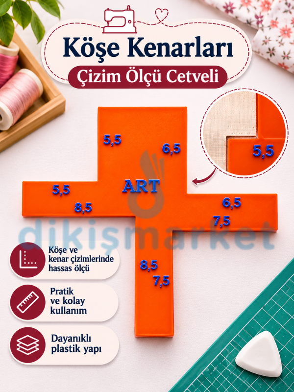 Kumaş Köşe Ölçü Cetveli