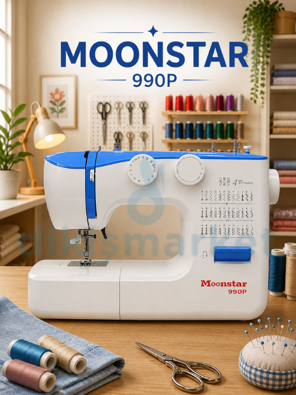 Moonstar 990P Mavi Ev Tipi Elektronik Dikiş Makinesi | 36 Desen | 4mm Zigzag | 4 Adımda İlik Açabilme
