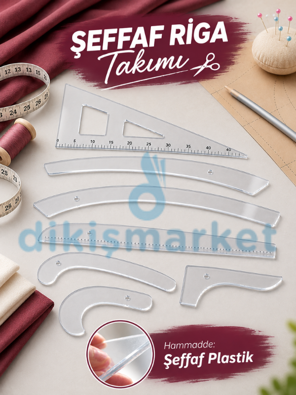Şeffaf Plastik 7li Riga Cetvel Takım