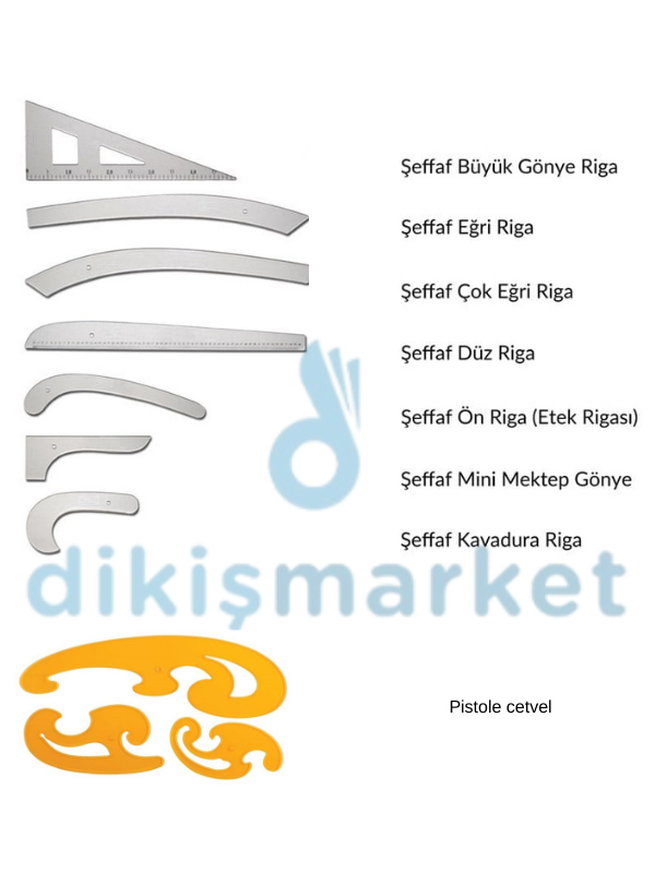 ŞEFFAF RİGA SETİ VE PİSTOLE CETVELİ