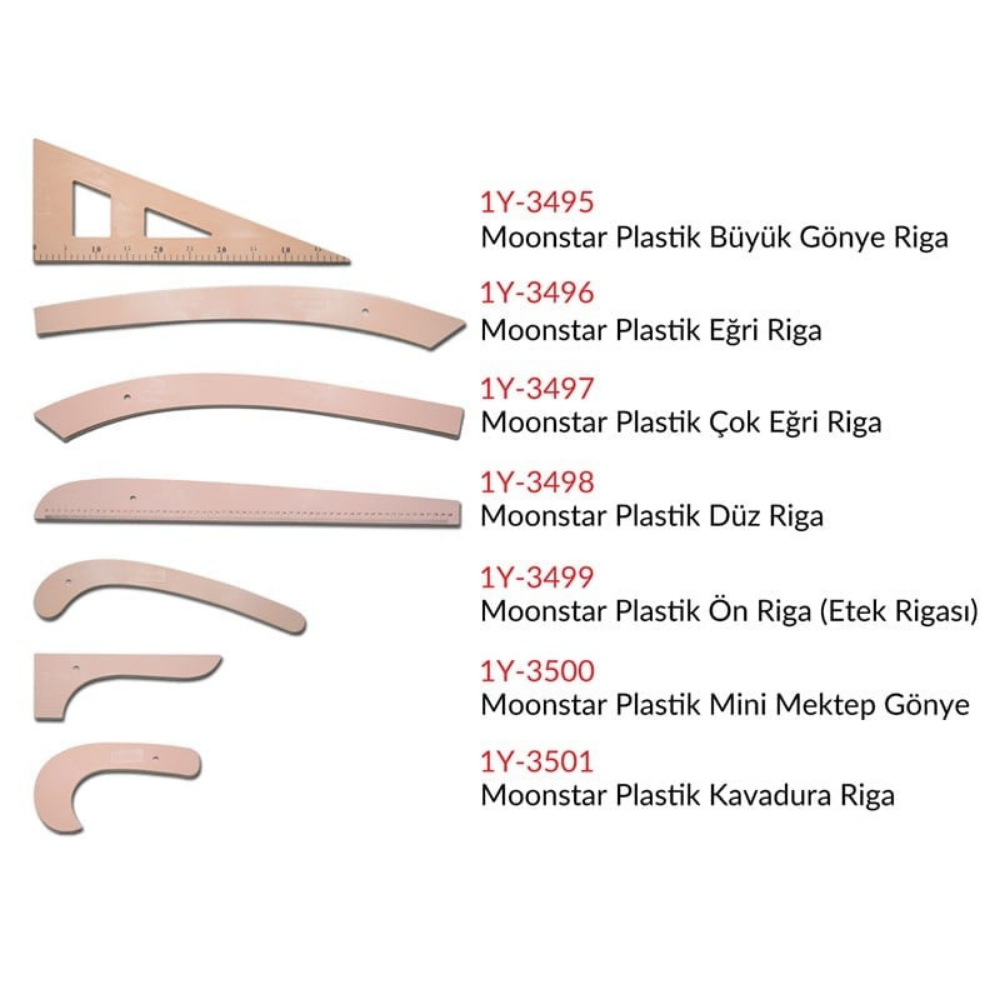 TABA PLASTİK RİGA CETVEL TAKIMI (7 PARÇA )