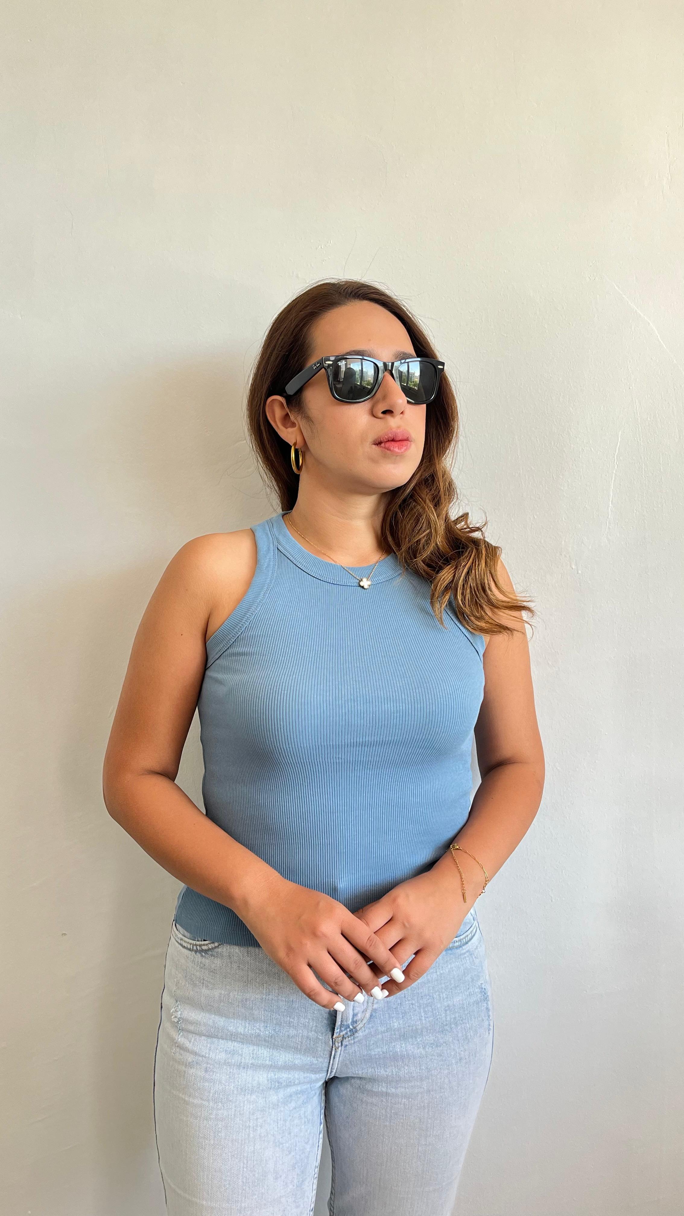 Açık Mavi Fitilli Basic Halter