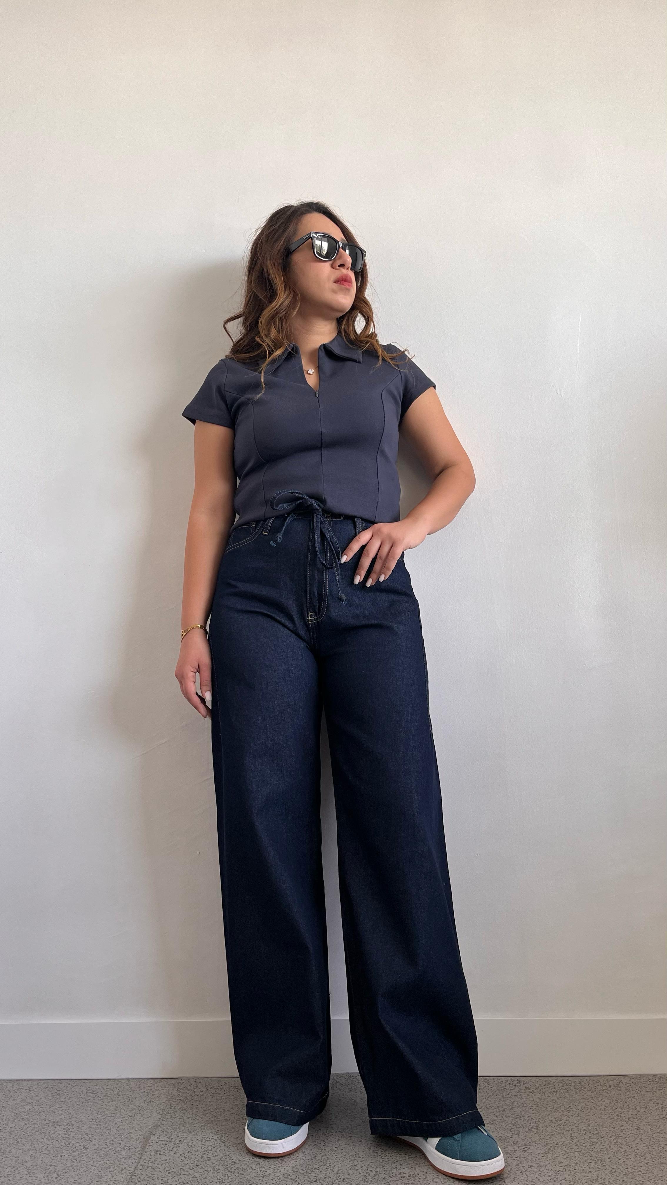 Beli Lastikli Likralı Denim Pantolon