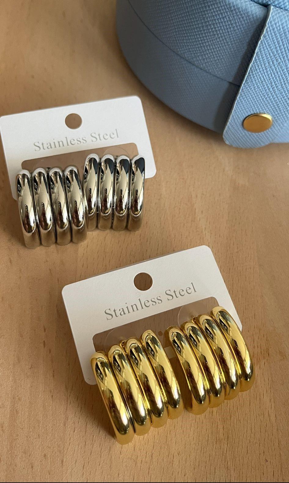 Dörtlü Görünümlü Büyük Gold Küpe