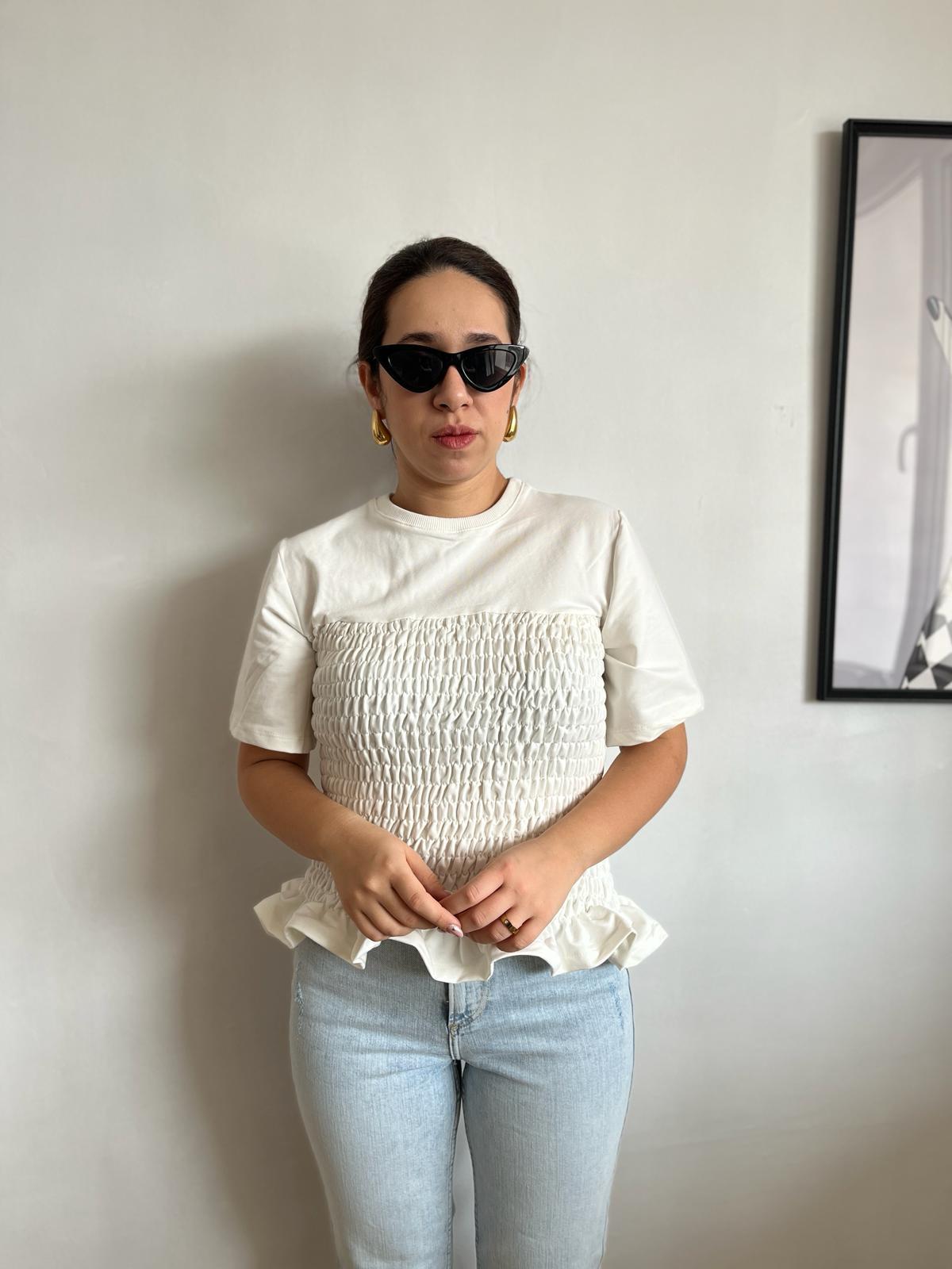 Gipeli Kısa Kol Kadın Bluz