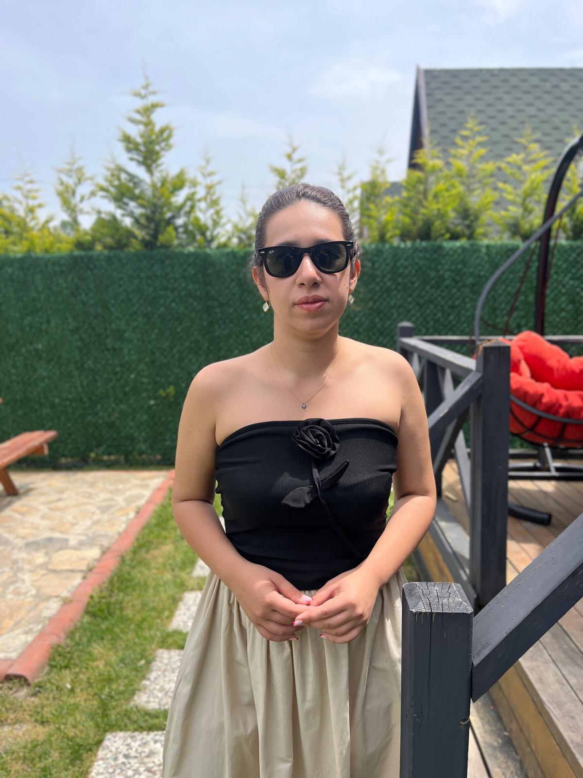 Gül Desenli Straplez