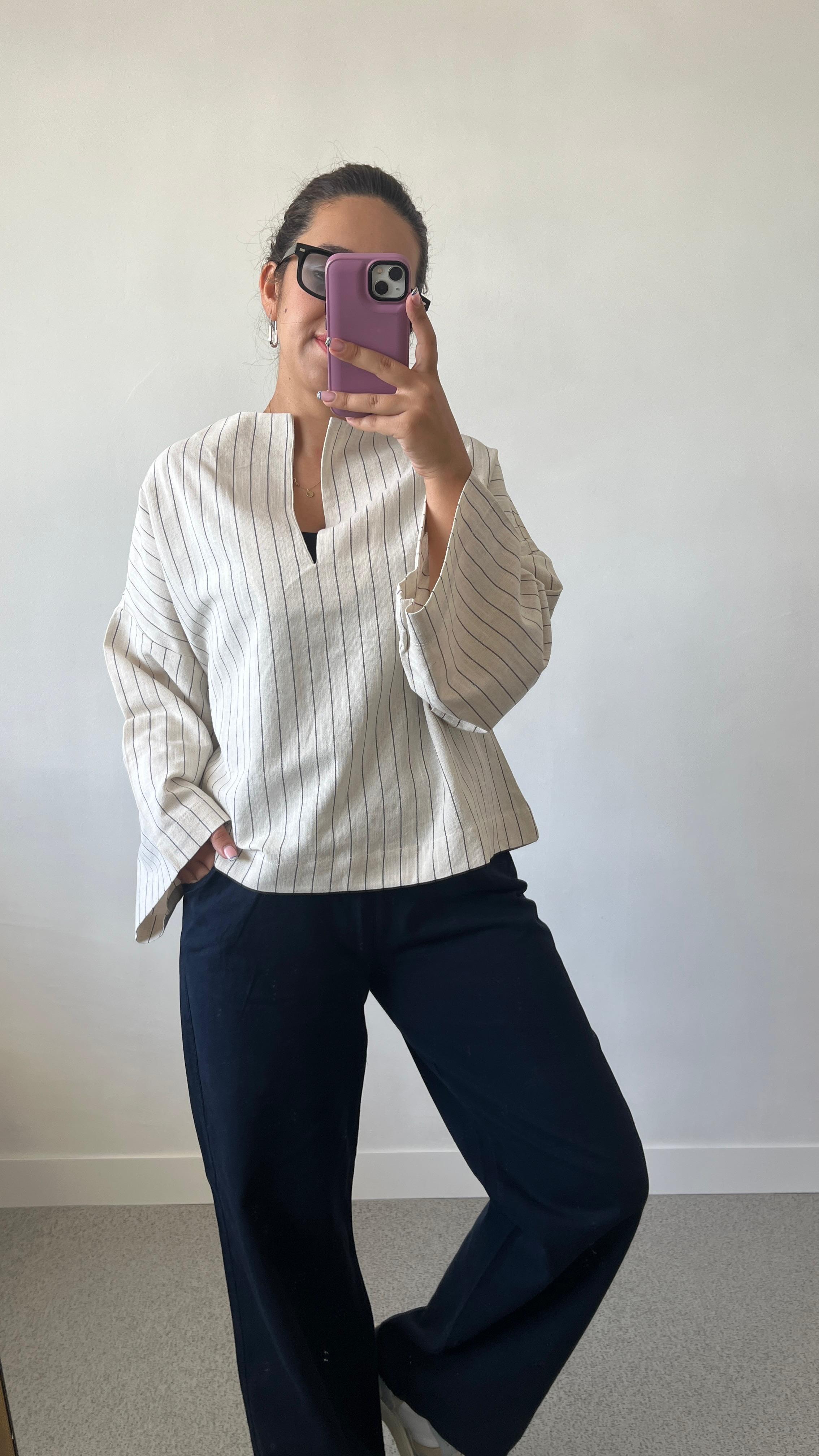 M.D. Keten Çizgili Gömlek