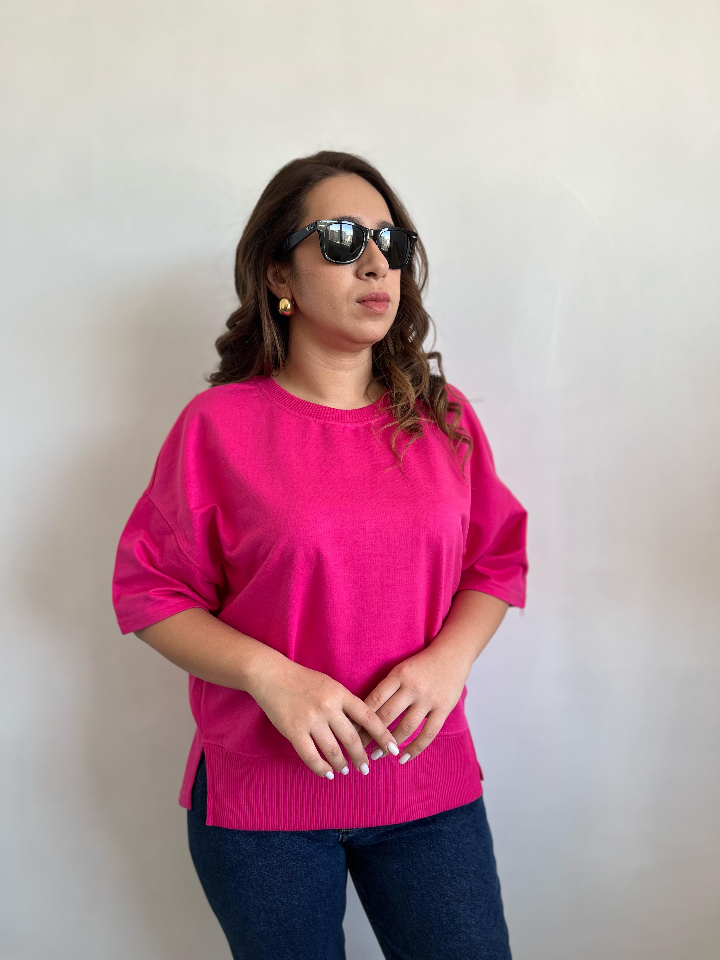 Pamuklu Basic Kısa Kol Pembe Bluz