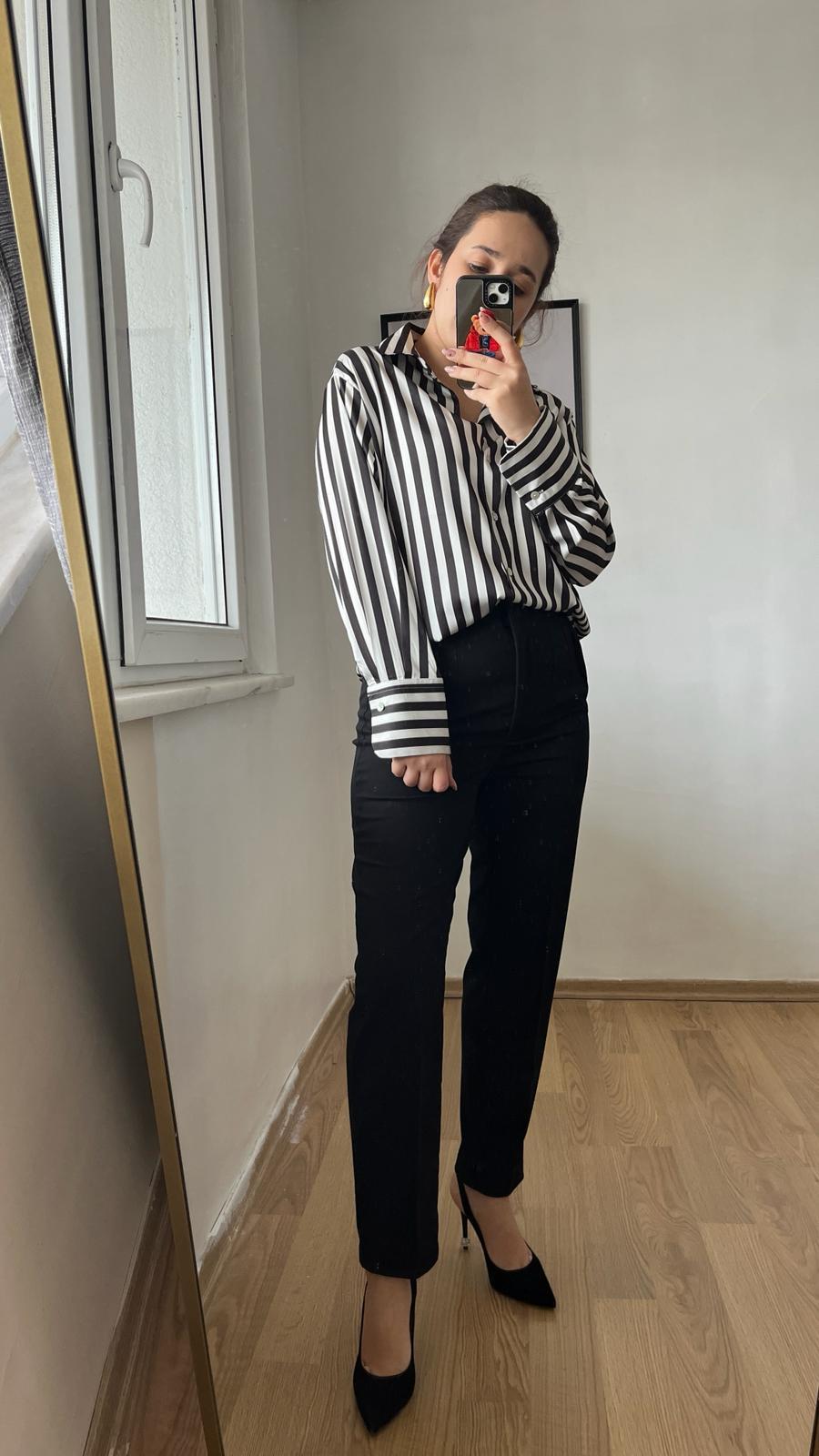 Şerit Detay Kumaş Kadın Pantolon