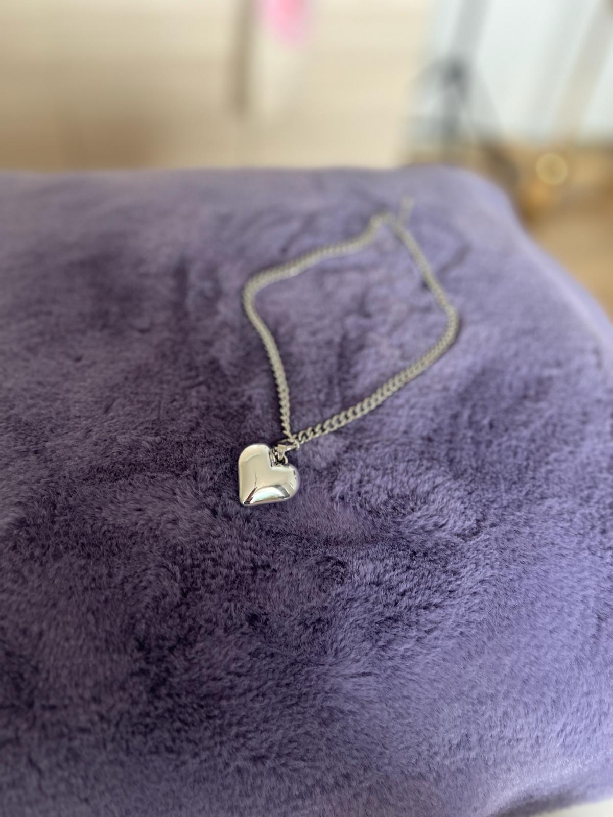 Silver Dolgulu Kalp Kolye