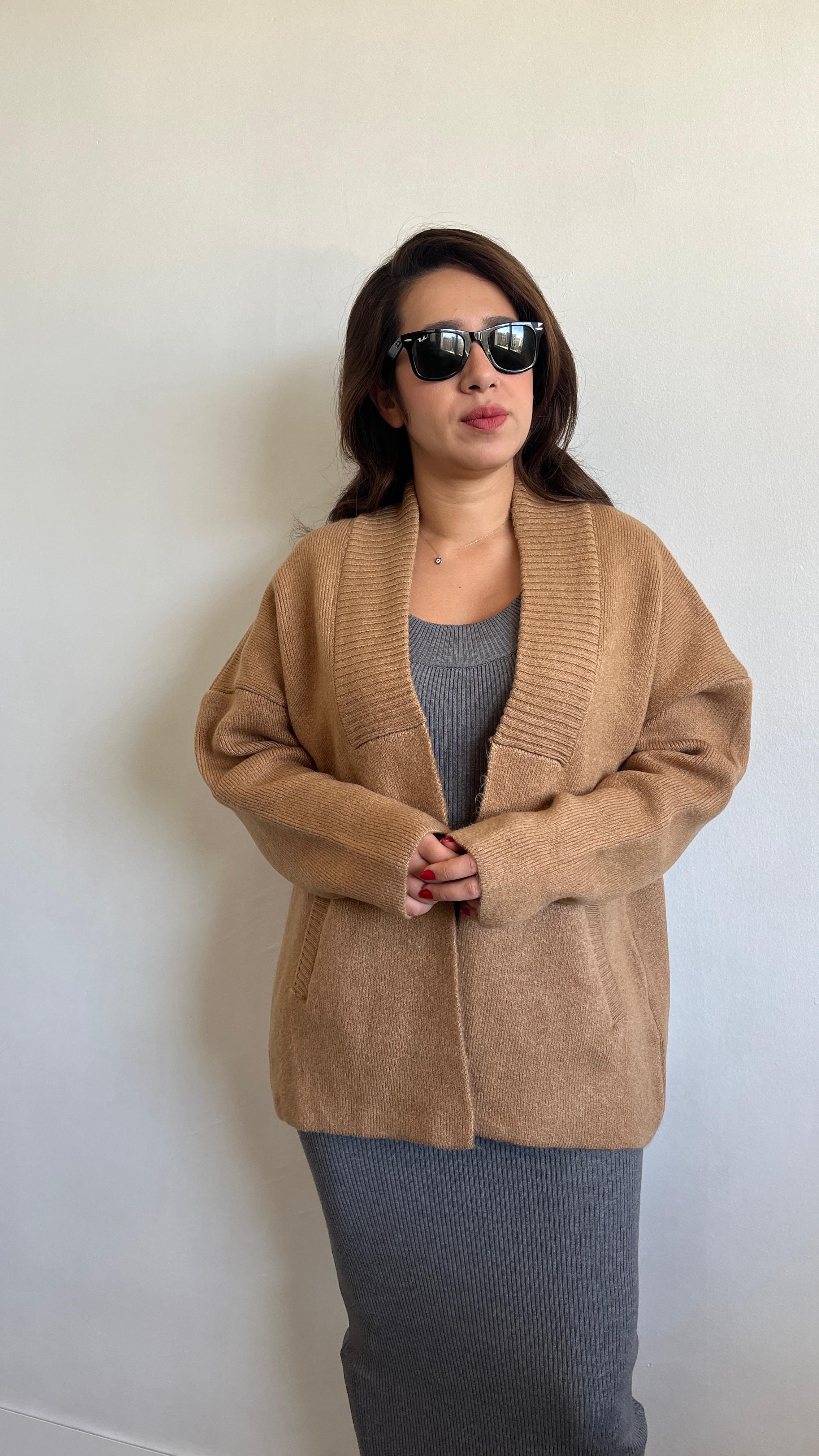 Uzun Premium Camel Hırka