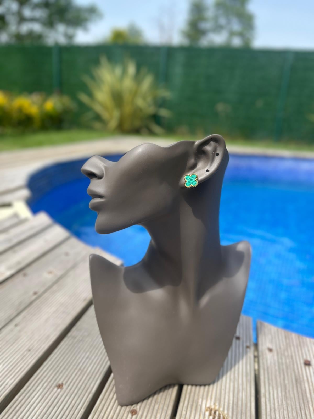 Yonca Model Yeşil Küpe