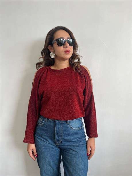 Zra Işıltılı Omuz Detay Bluz