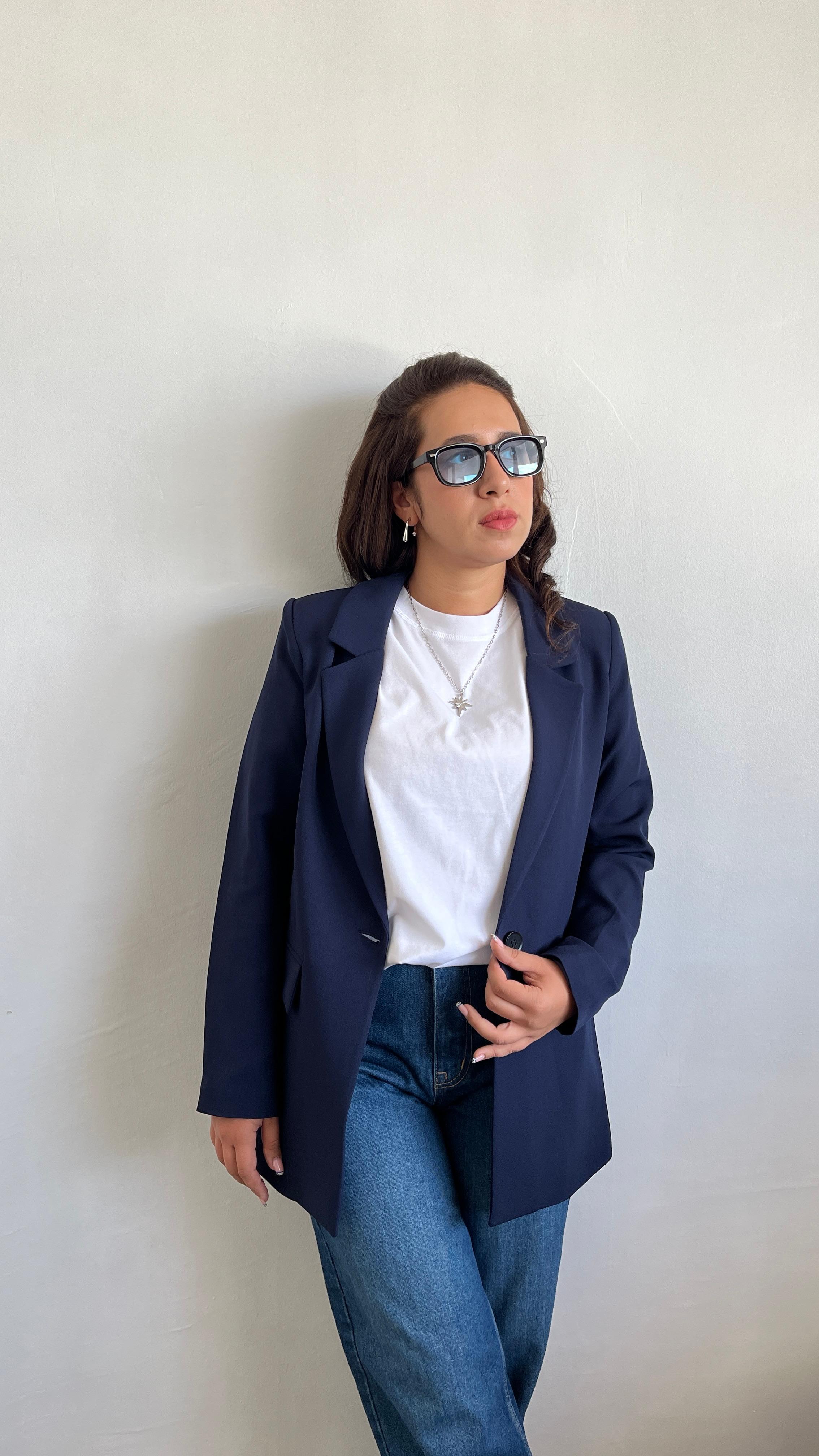 Atlas Tek Düğme Lacivert Blazer