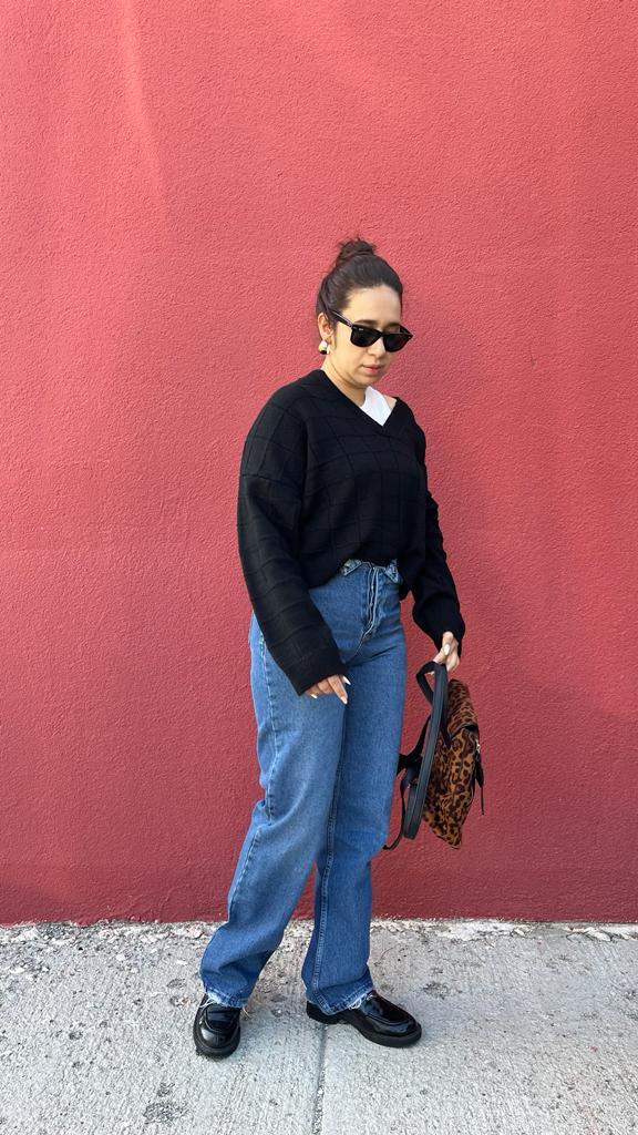 Bel Düğme Detay Mavi Denim Kadın Pantolon · 3