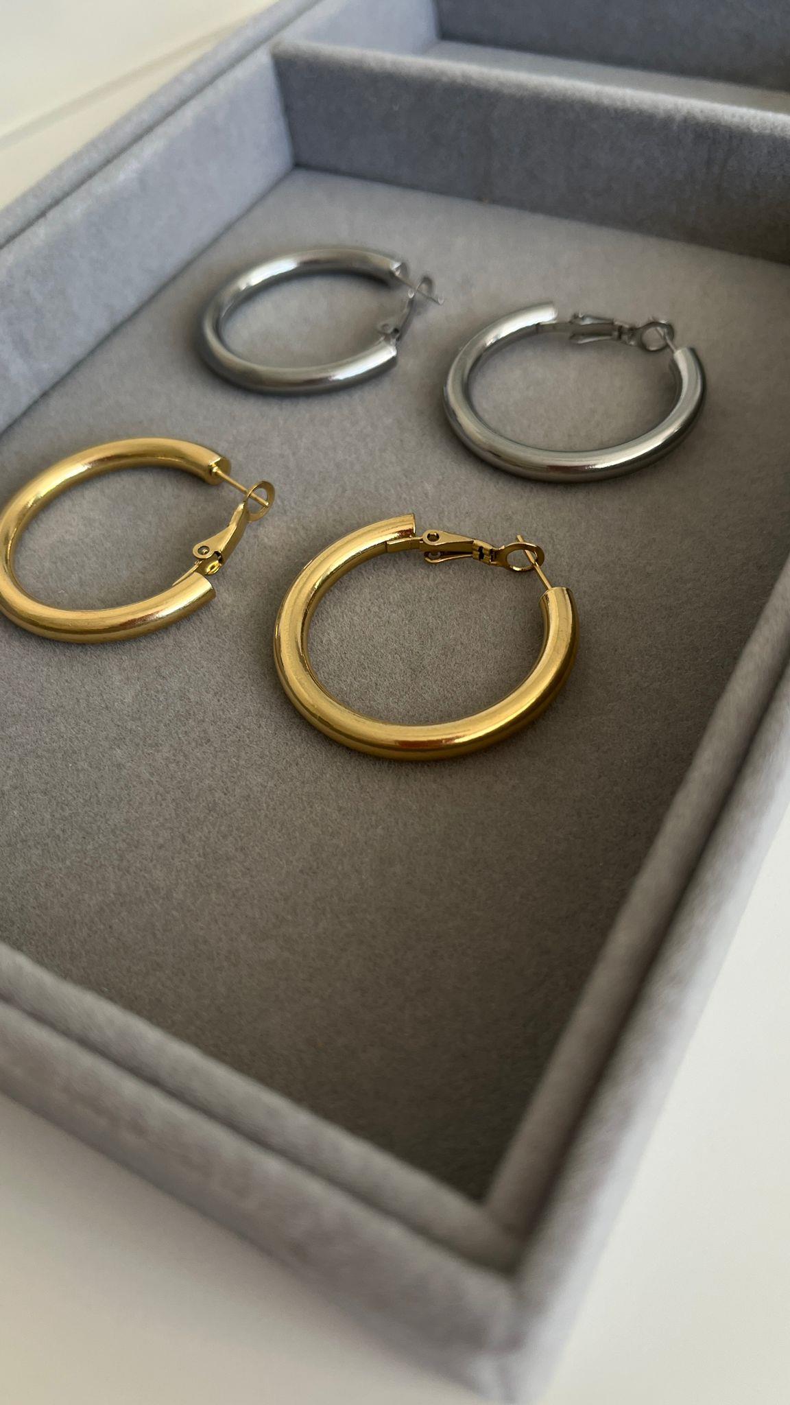 Çelik Büyük Gold Halka Küpe