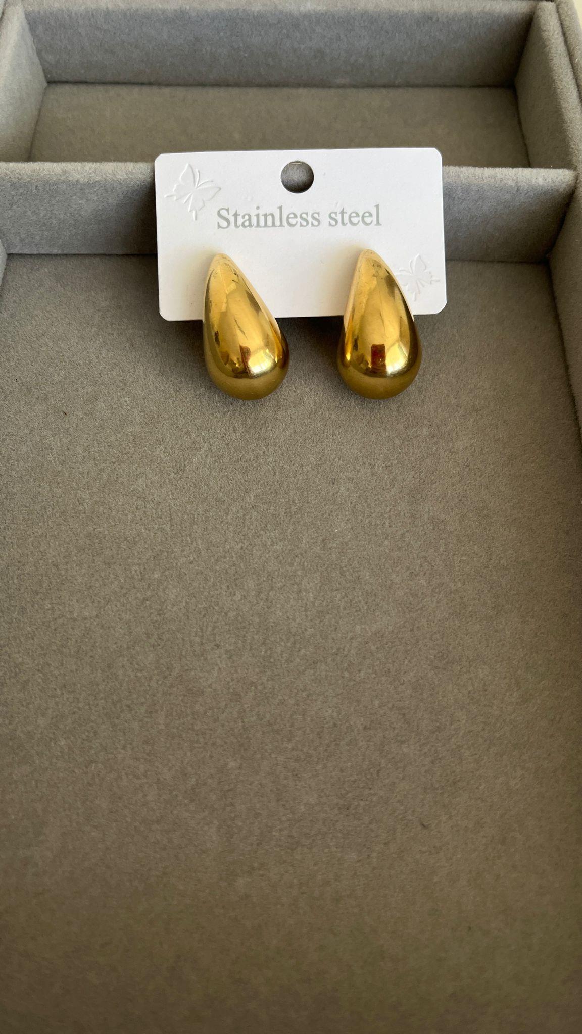 Çelik Mini Damla Gold Küpe