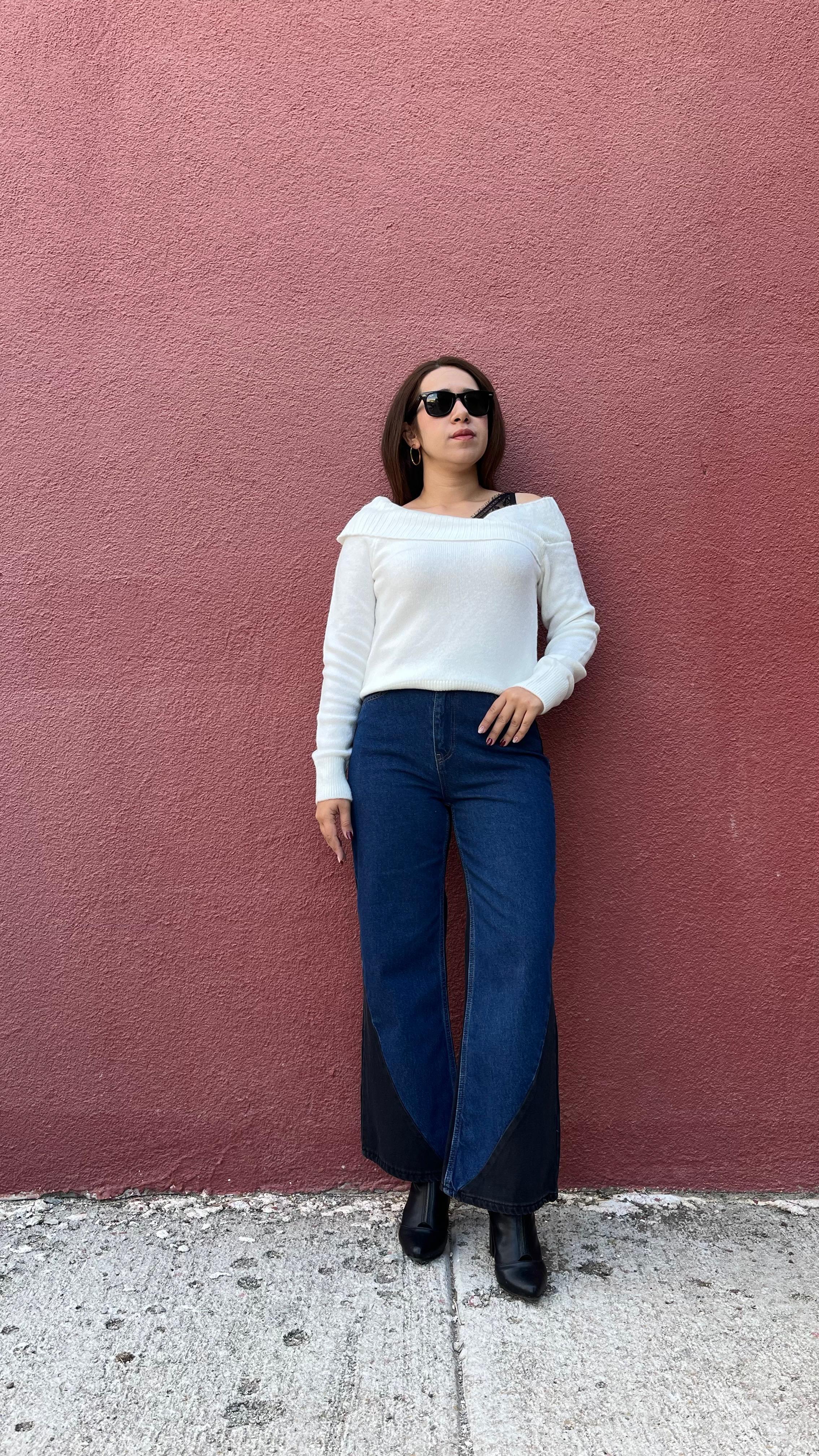 Çift Renkli Kadın Jean