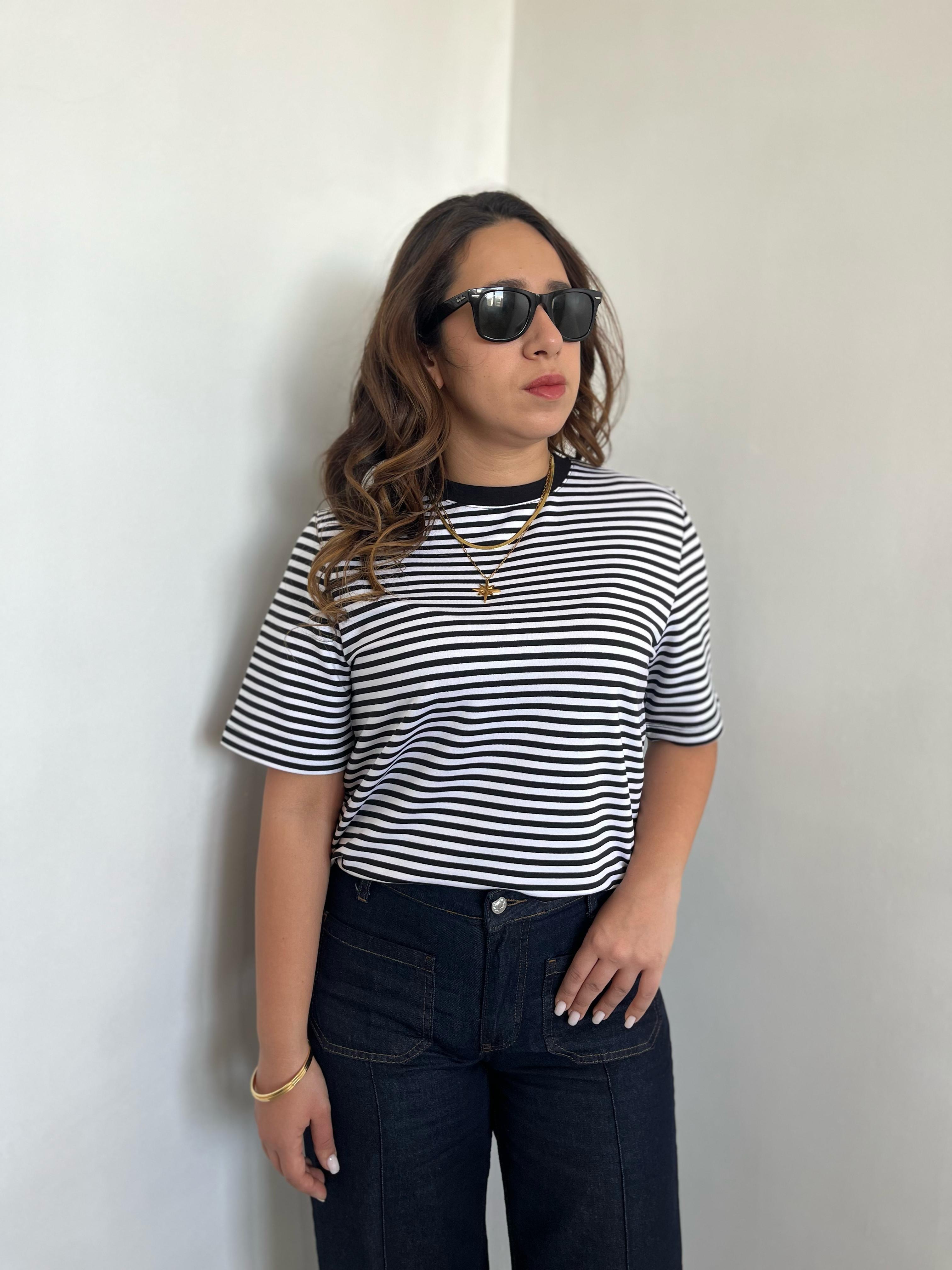 Çizgili Pamuklu Bluz