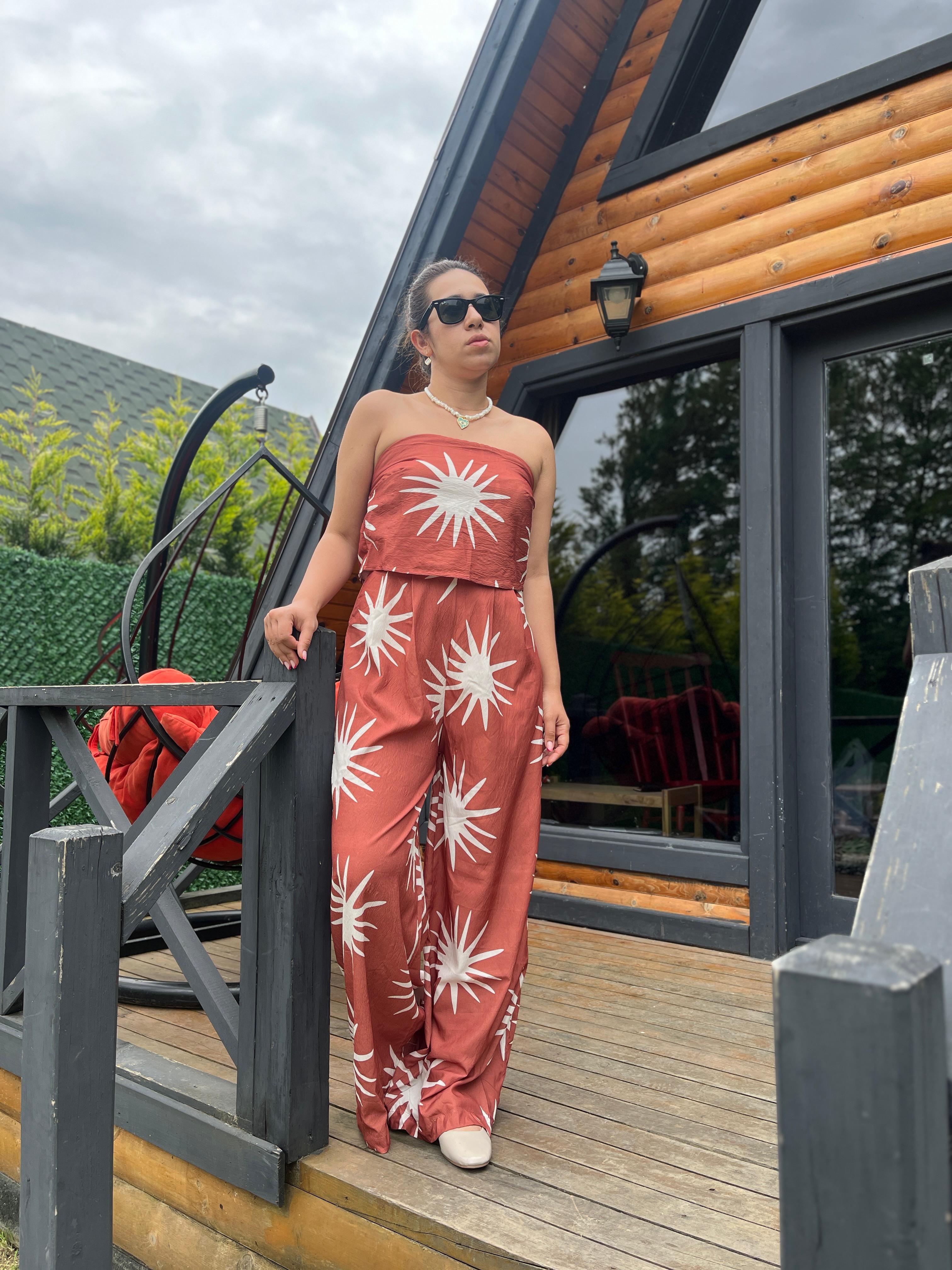 Desenli Kiremit Rengi Tulum