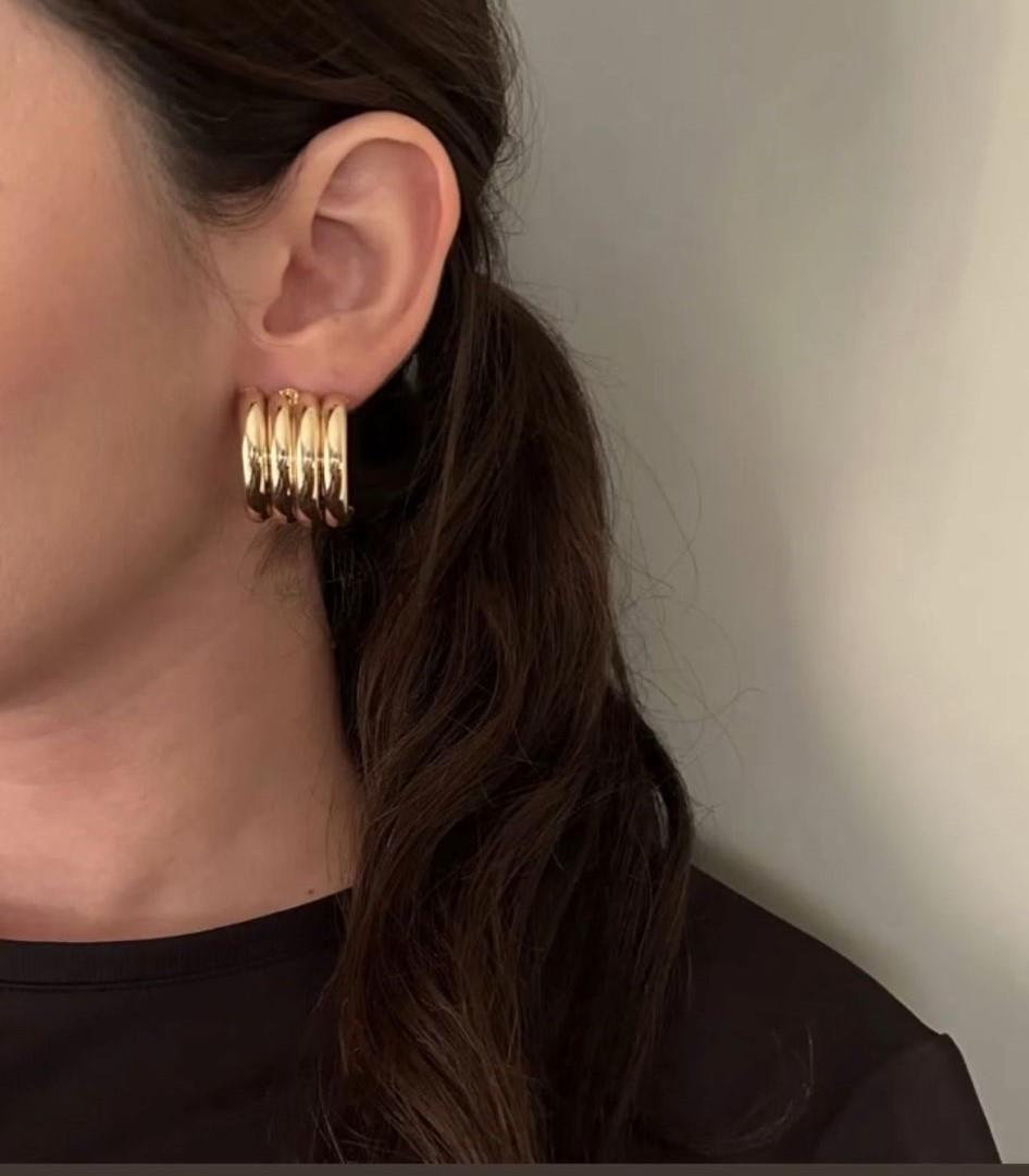 Dörtlü Görünümlü Büyük Gold Küpe