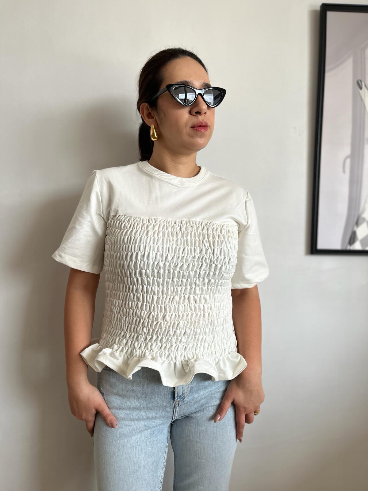 Gipeli Kısa Kol Kadın Bluz