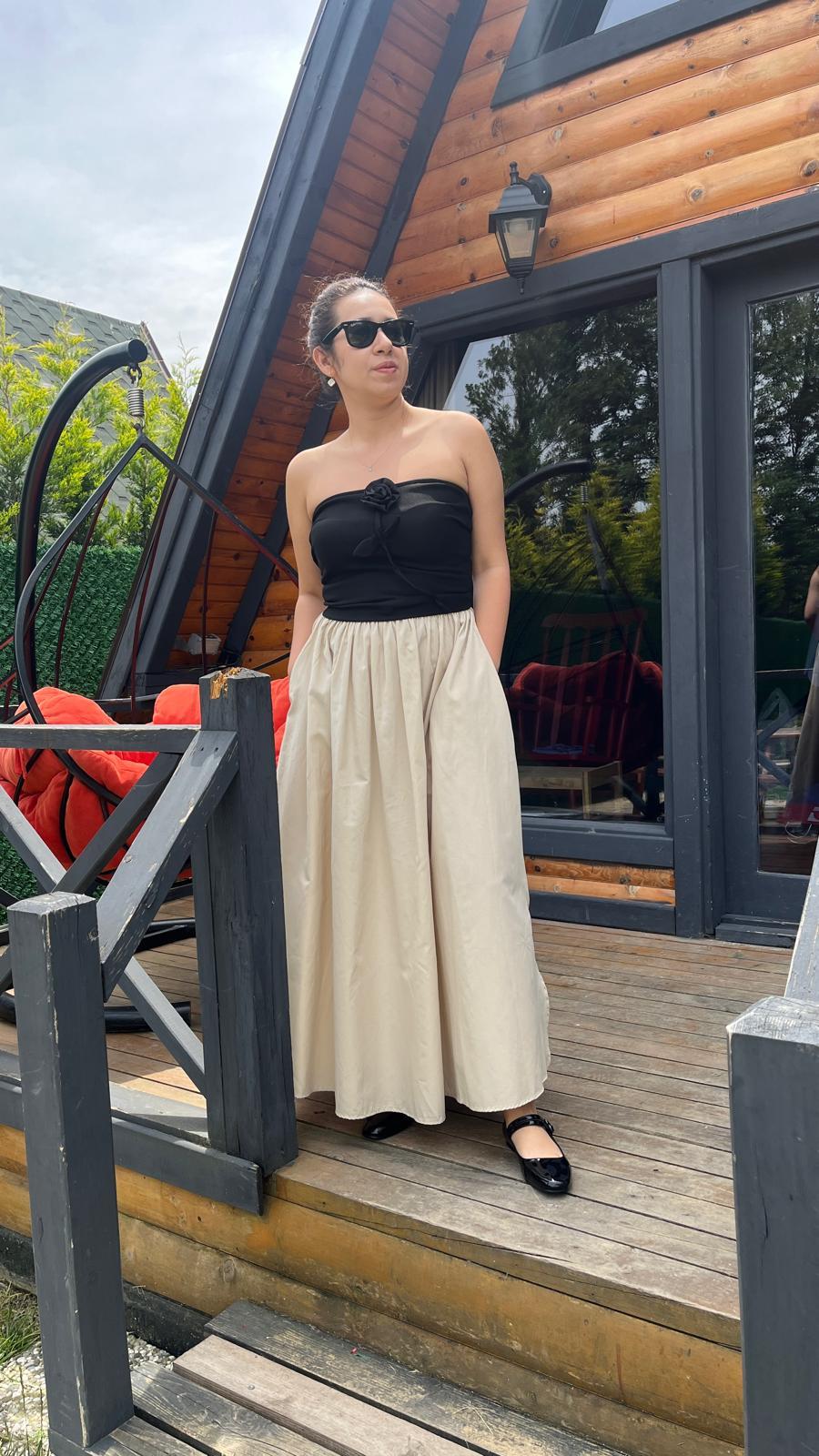 Gül Desenli Straplez