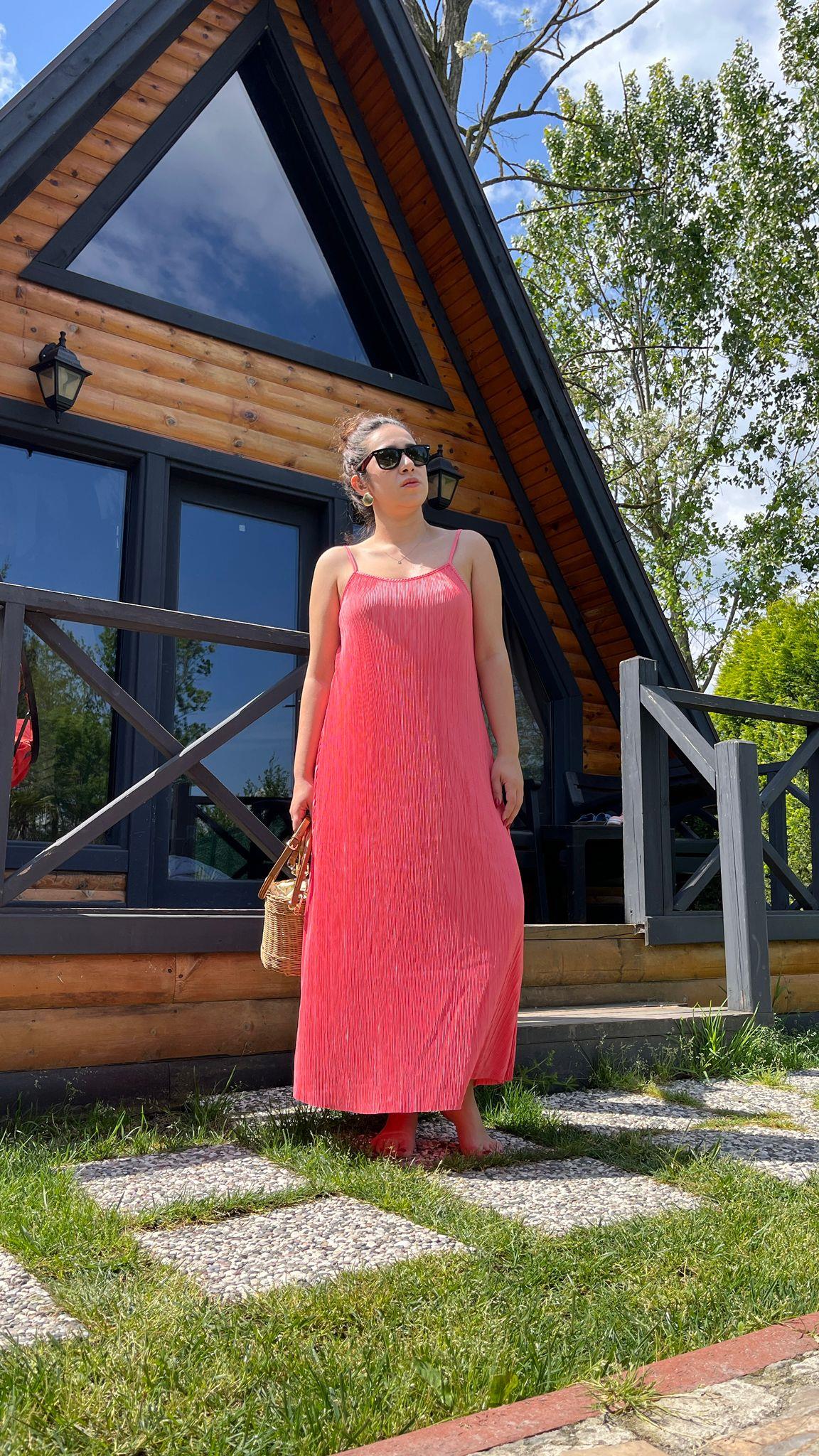 İnce Askılı Astarlı Kadın Elbise