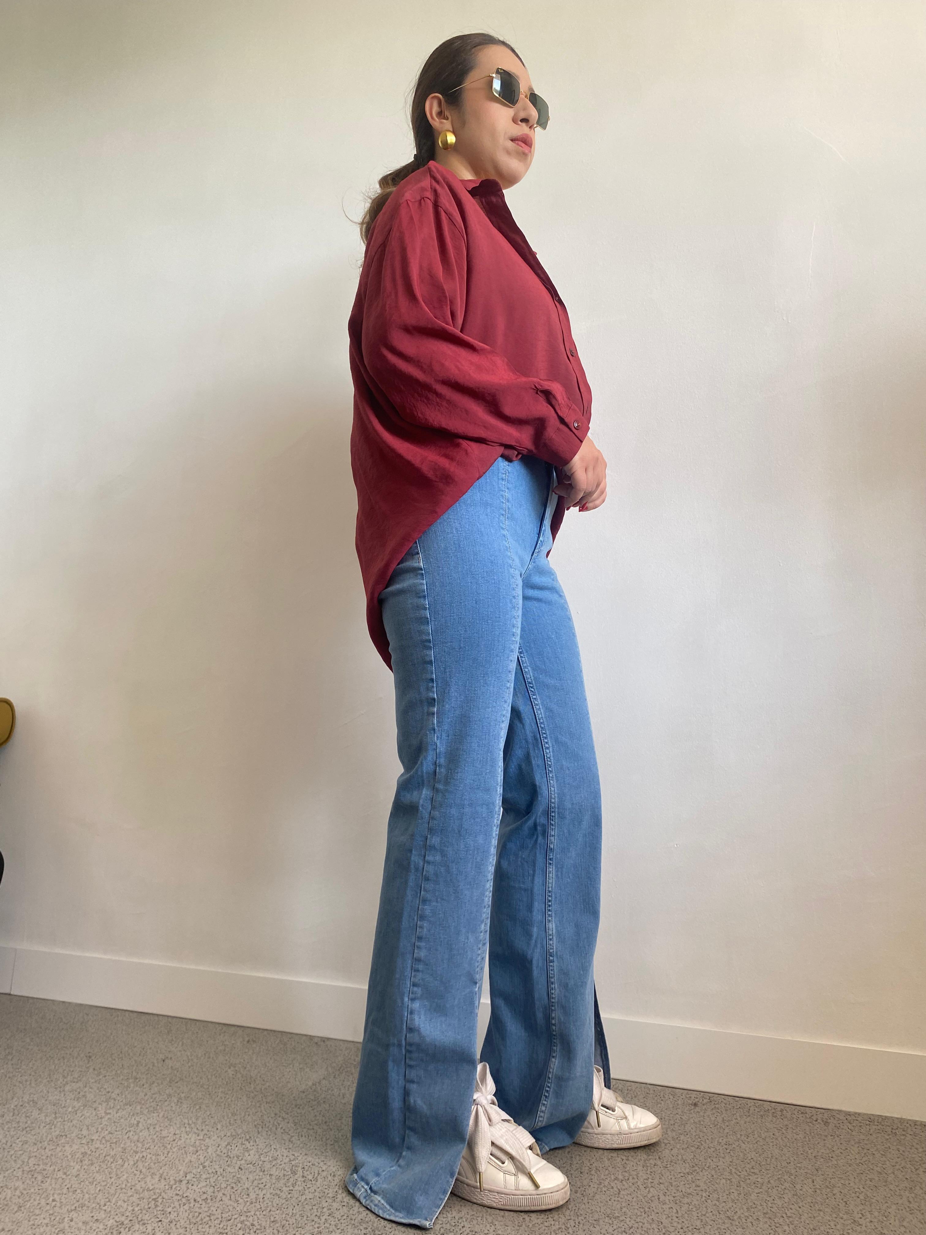 İspanyol Paça Yırtmaç Detay Denim Kadın Pantolon · 5
