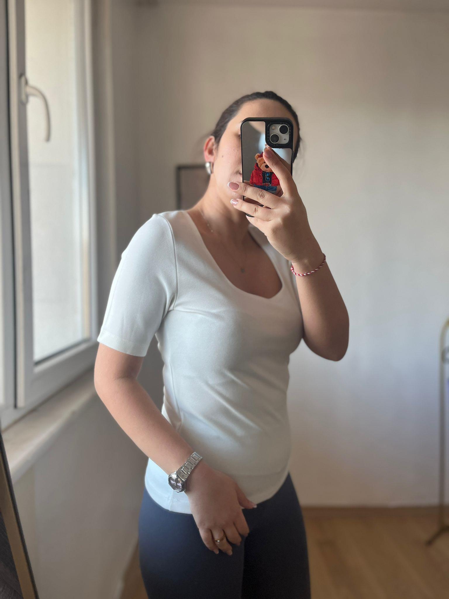 Kare Yaka Likralı Kadın Tişört · 7
