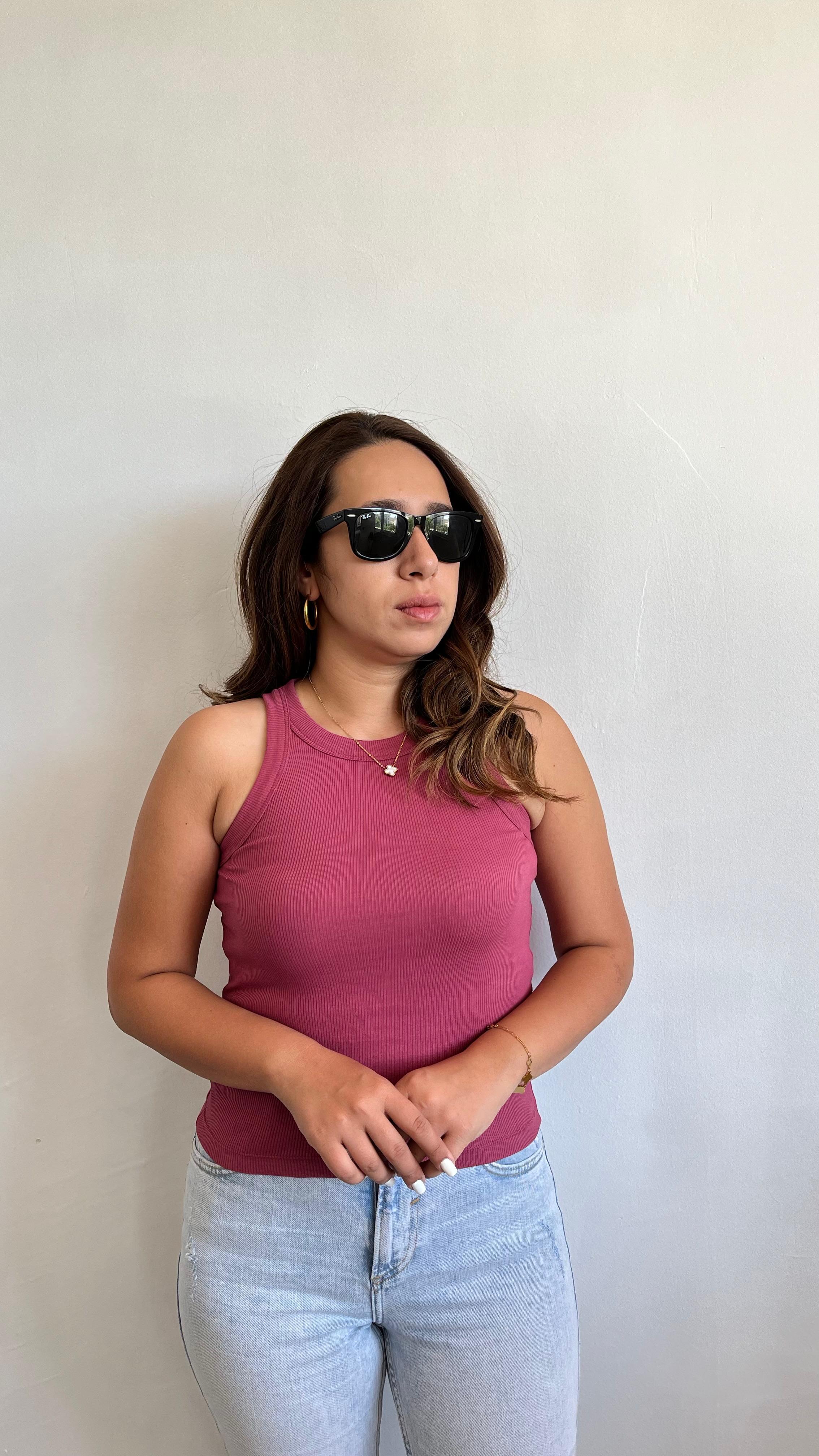 Koyu Pembe Fitilli Basic Halter