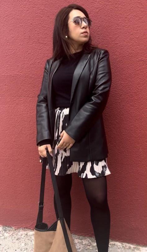 Leopar Desen Fırfırlı Siyah Kadın Mini Etek