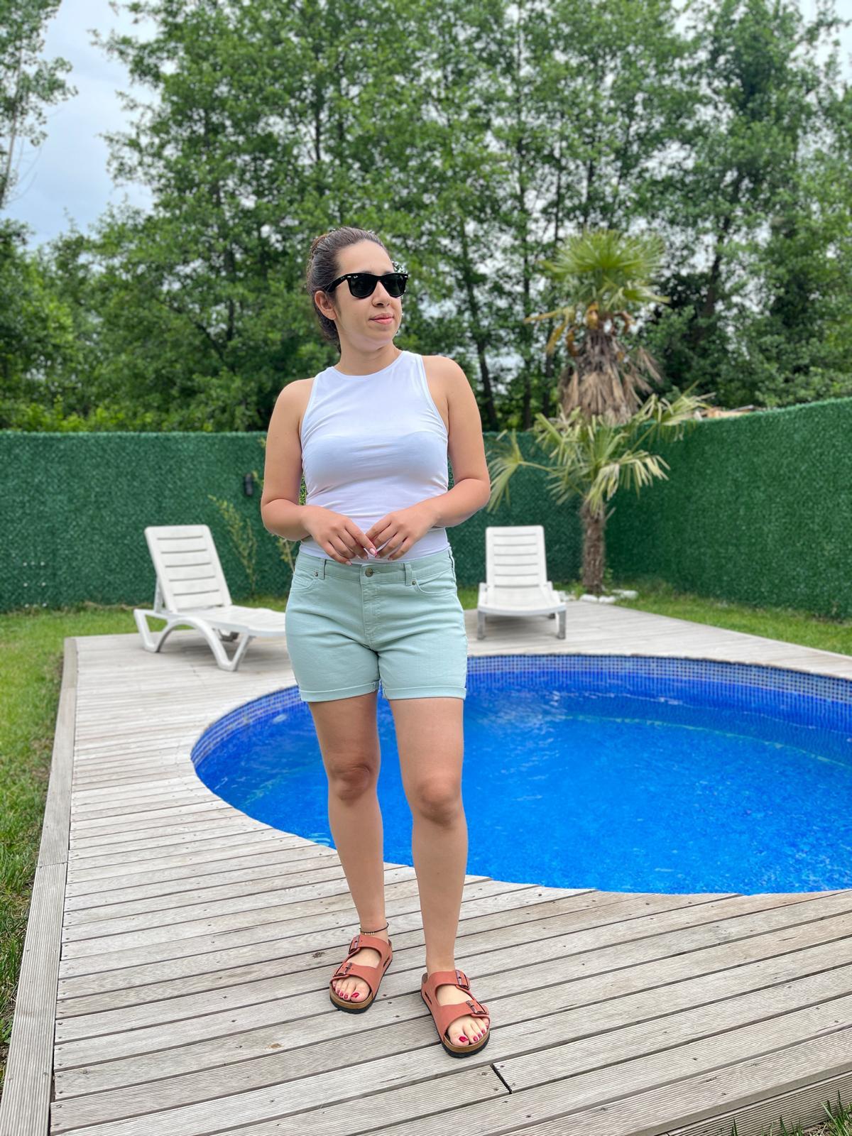 Mint Yeşili Denim Kadın Şort